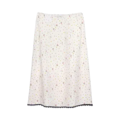 PRADA Women's Floral Print Ponge Skirt "White"