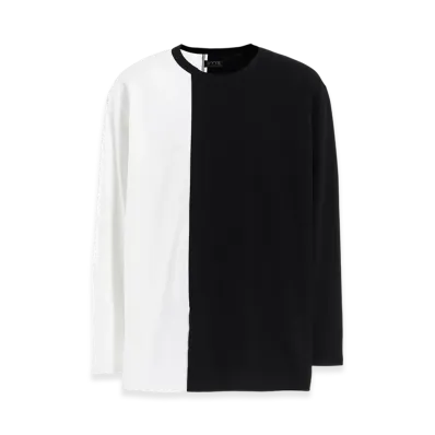 S'YTE Bicolor Long-Sleeved T-Shirt With Hem Slits "Black/White"