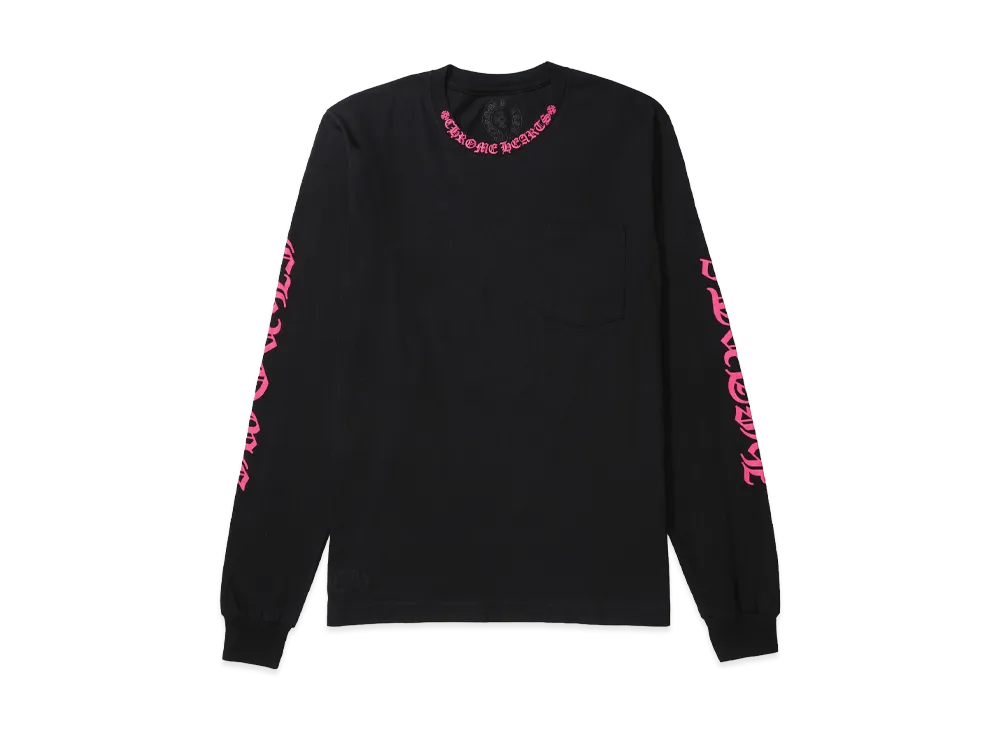 Chrome Hearts Script Neck Logo L/S T-Shirt "Black/Pink"