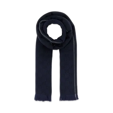 GUCCI Wool Scarf "Midnight Blue"