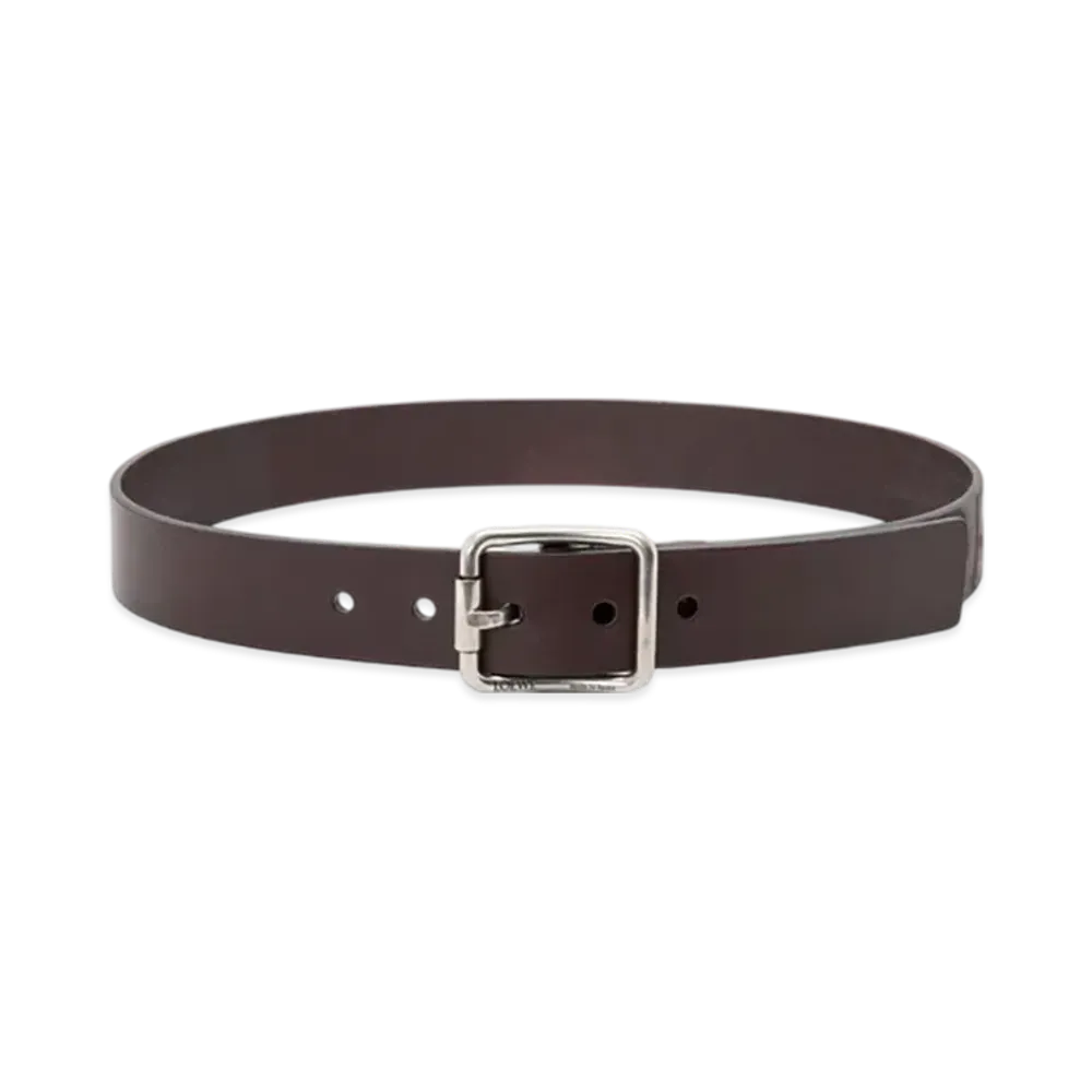 LOEWE Double Roller Curved Belt "Dark Cigar/Vintage Palladium"