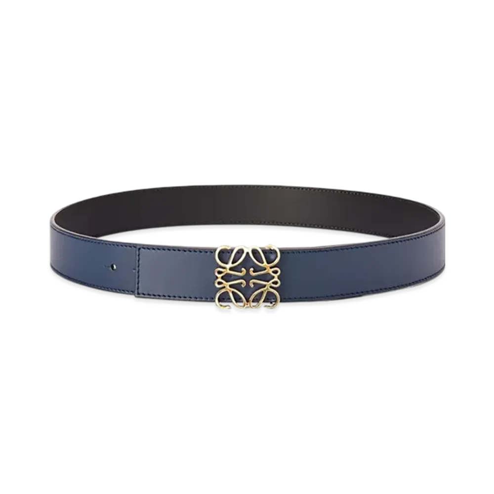 LOEWE Reversible Anagram Belt "Black/Ocean/Gold"
