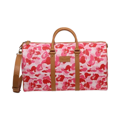 A BATHING APE Pu Ostrich Boston Bag "Pink"