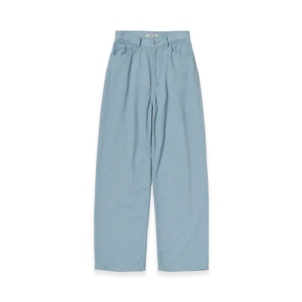 AURALEE Women's Silk Nep Denim 5P Wide Pants "Light Blue"