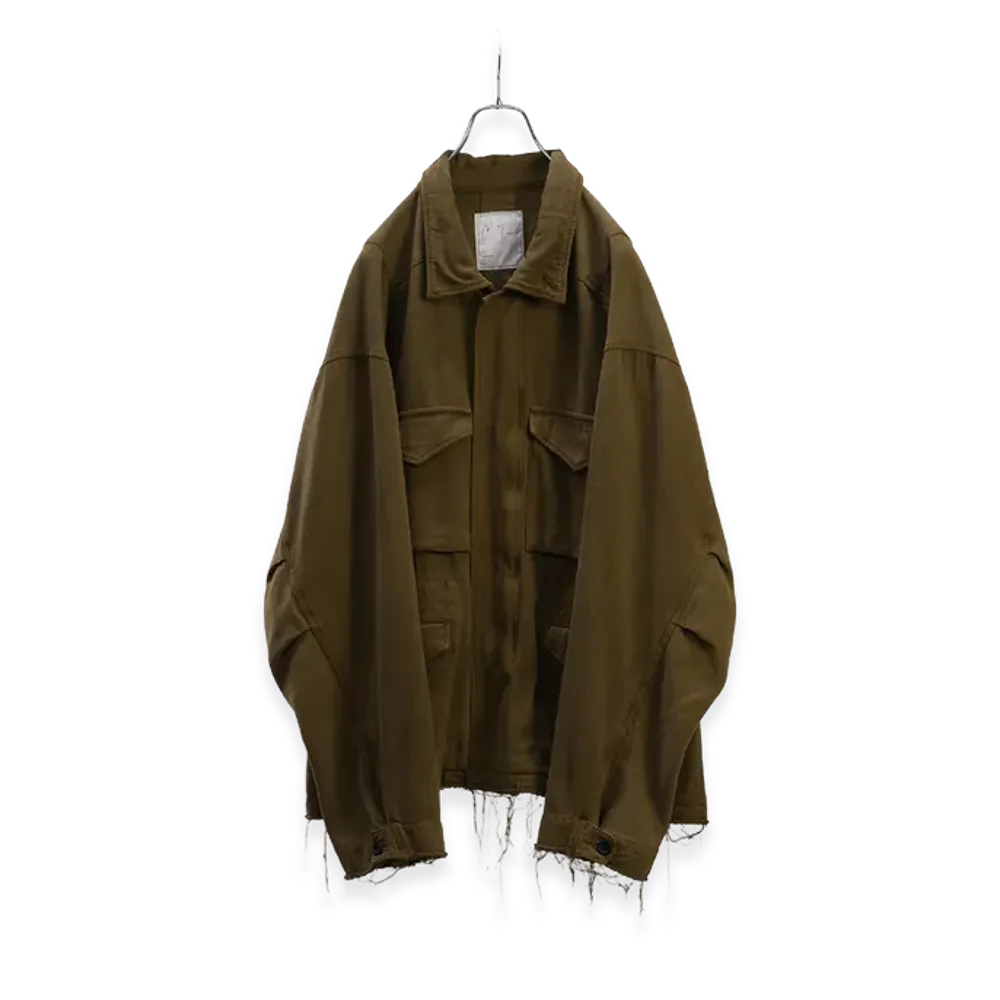 ANCELLM Silk Suede Field Jacket "Khaki"