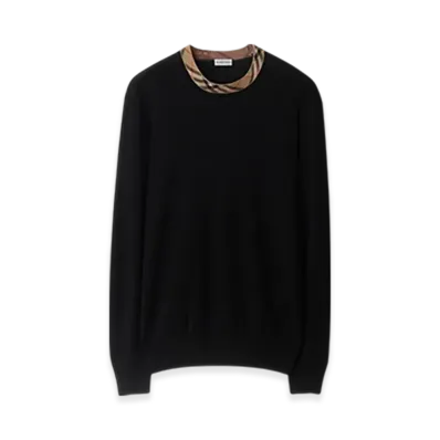 Burberry Check Trim Wool Sweater "Black"