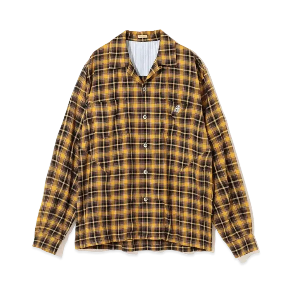 UNDERCOVER Rayon Blend Cotton Open Collar Shirt "Yellow CK"