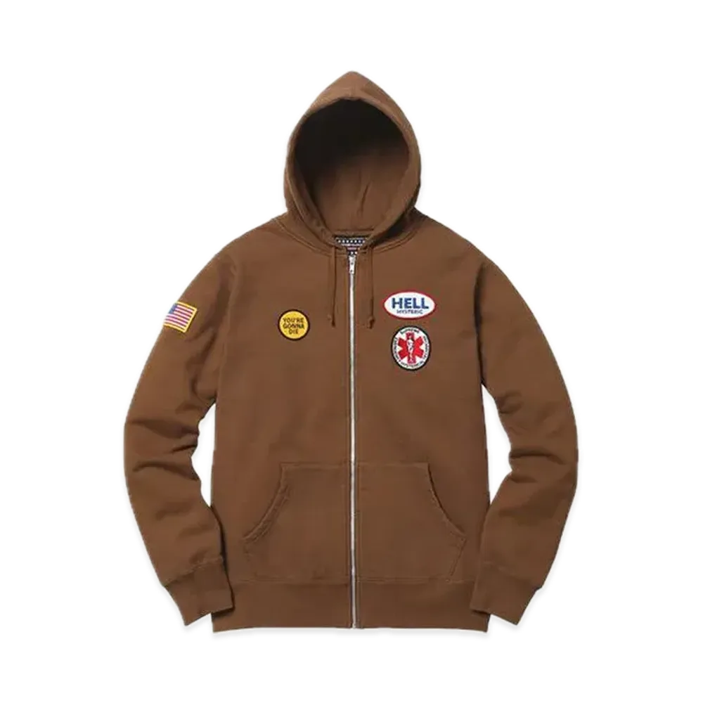 Supreme x HYSTERIC GLAMOUR Patches Zip Up Sweatshirt"Brown"