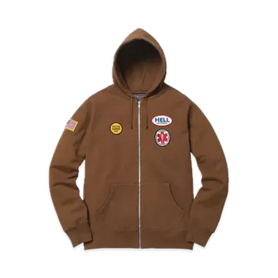 Supreme x HYSTERIC GLAMOUR Patches Zip Up Sweatshirt"Brown"
