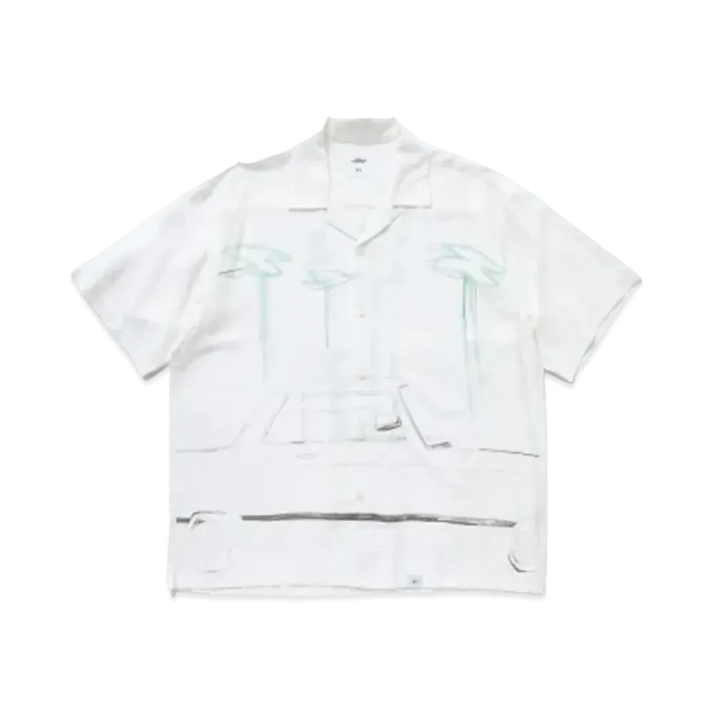Bedwin & the heartbreakers S/S PRINTED RAYON SHIRT "GIBSON" "WHITE"
