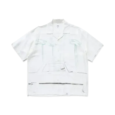 Bedwin & the heartbreakers S/S PRINTED RAYON SHIRT "GIBSON" "WHITE"