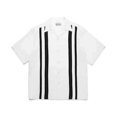 WACKO MARIA Two Tone 50's Open Collar Shirt #1 "White"