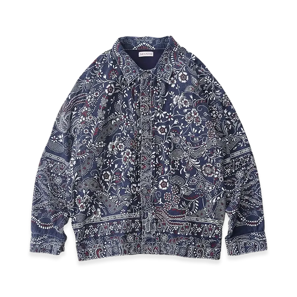 NICENESS Gyan Bandana Trucker Jacket "Navy"