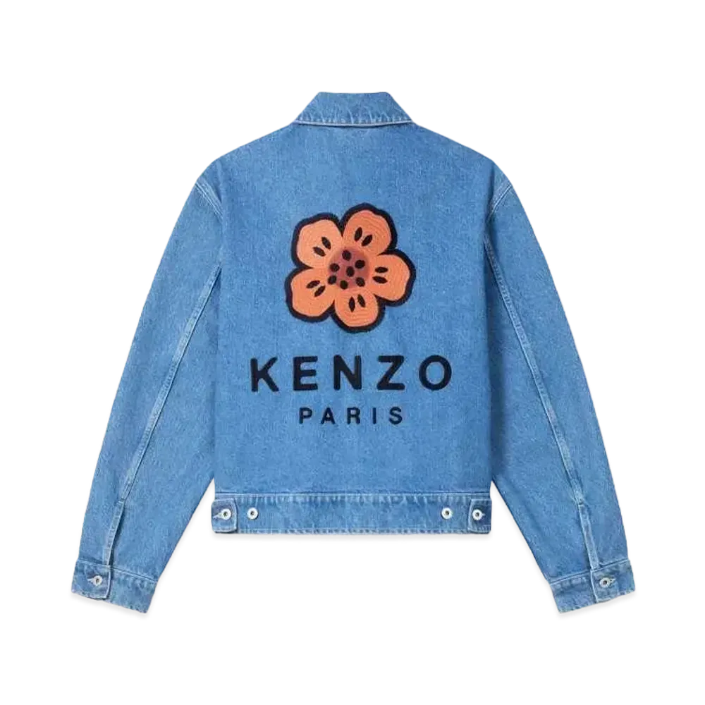 KENZO 'BOKE FLOWER' Embroidery Tracker KAIHARA Denim Jacket "Stone Bleached White Denim"