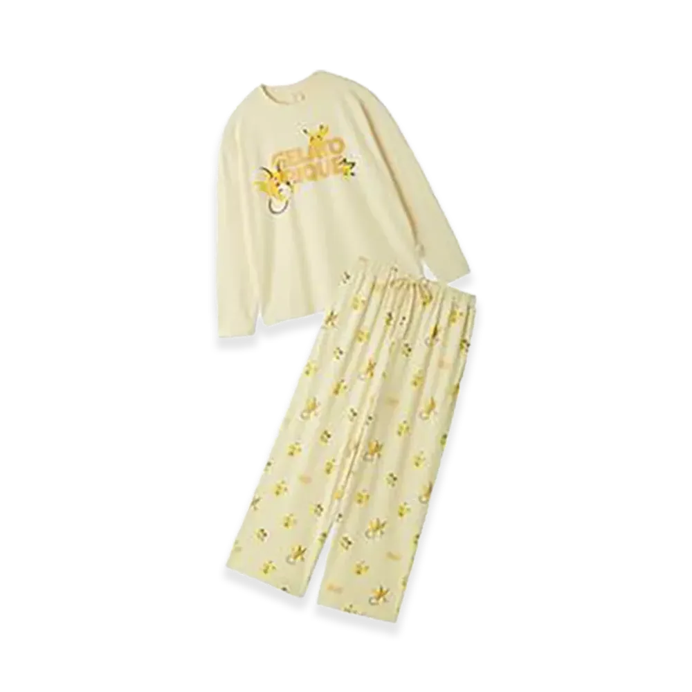 GELATO PIQUE x Pokemon One Point Long Sleeve Tee & Long Pants Set "Yellow"