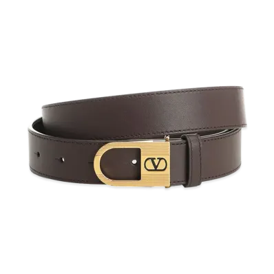Valentino Vlogo Signature Leather Belt "Brown"