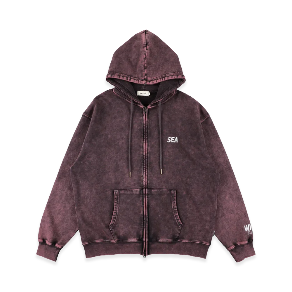 WIND AND SEA Aged Essential Zip Hoddie "Burgundy"
