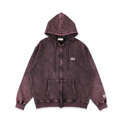 WIND AND SEA Aged Essential Zip Hoddie "Burgundy"