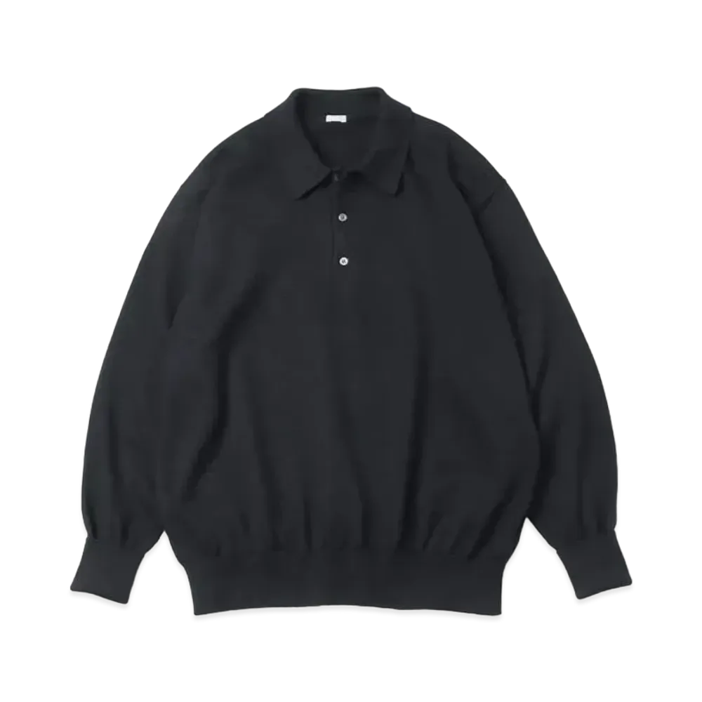 A.PRESSE Cotton Knit L/S Polo Shirts "Black"