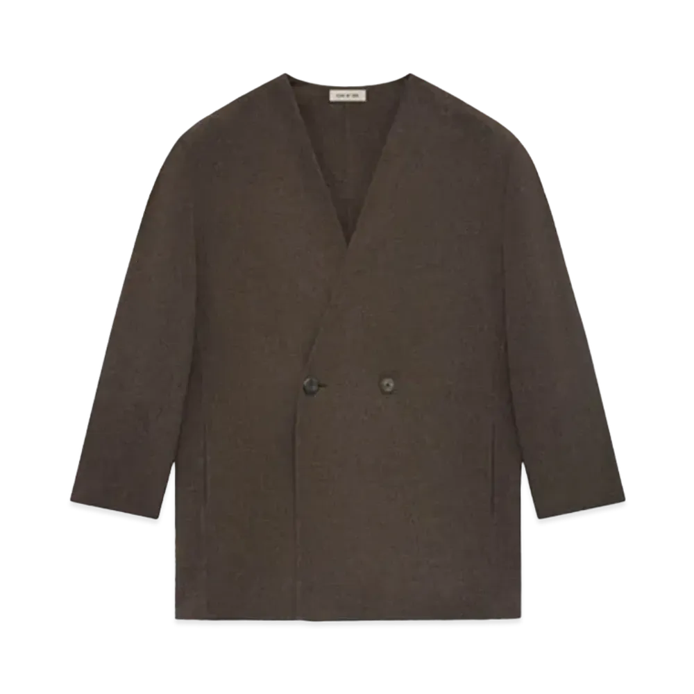FEAR OF GOD Brushed Wool Cashmere Lapelless Blazer "Mocha"
