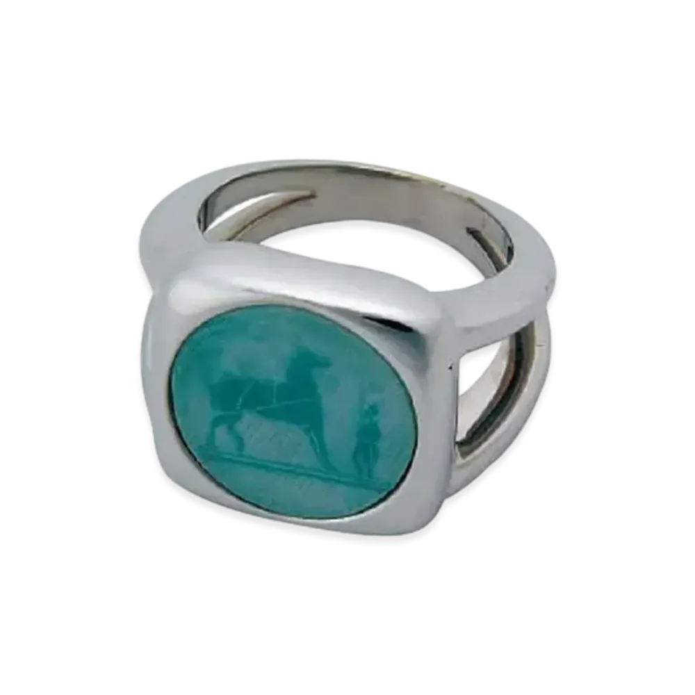 Hermes Corozo Ring "Silver/Green/Metal"