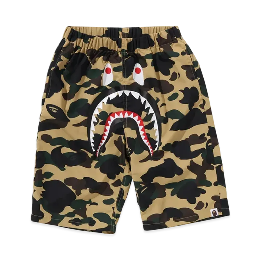 A BATHING APE 1ST Camo Shark Beach Shorts "Yellow"