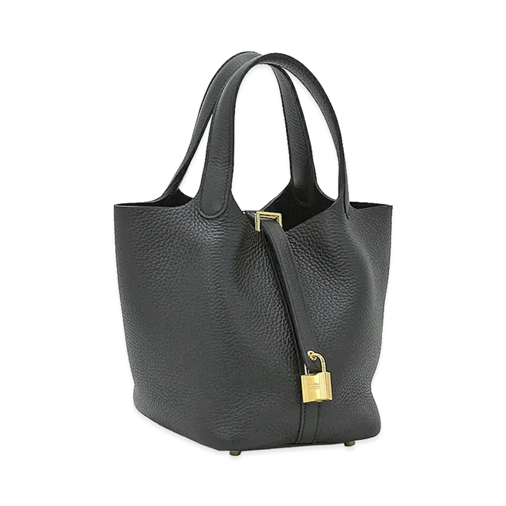 Hermes Women's Picotin Lock PM 18 Taurillon Clemence Handbag "Noir"