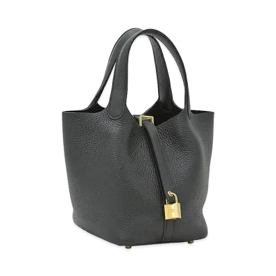 Hermes Women's Picotin Lock PM 18 Taurillon Clemence Handbag "Noir"