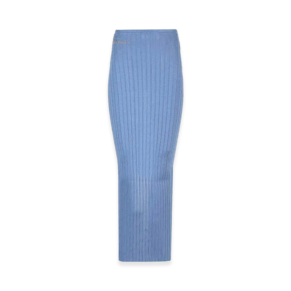 MARNI Women's Long Celestial Ribbed Skirt "Blue"