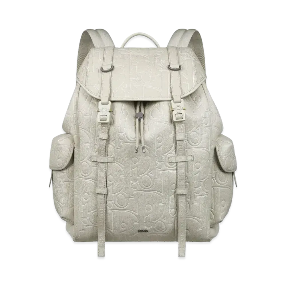 Dior Hit the Road Backpack with Flap Dior Gravity Outline Leather and Grained Calfskin "Beige"
