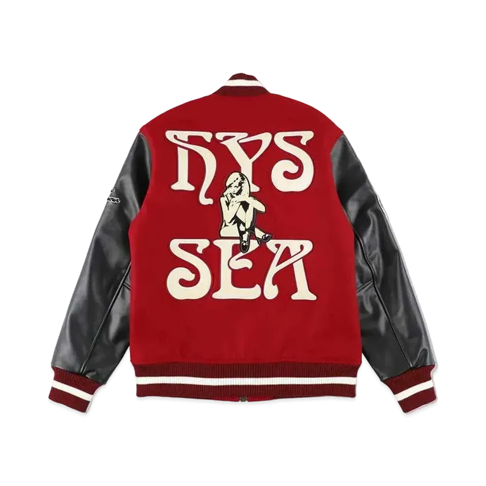 WIND AND SEA x HYSTERIC GLAMOUR Varsity Jacket "Red"