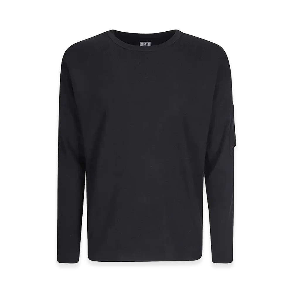 C.P. Company Cotton Sea Island Crewneck Lens Sweater "Black"