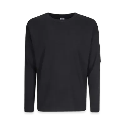 C.P. Company Cotton Sea Island Crewneck Lens Sweater "Black"