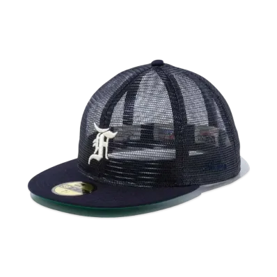 NEW ERA x FEAR OF GOD ESSENTIALS 59Fifty Tracker F Logo Navy Green Under Visor "Navy"