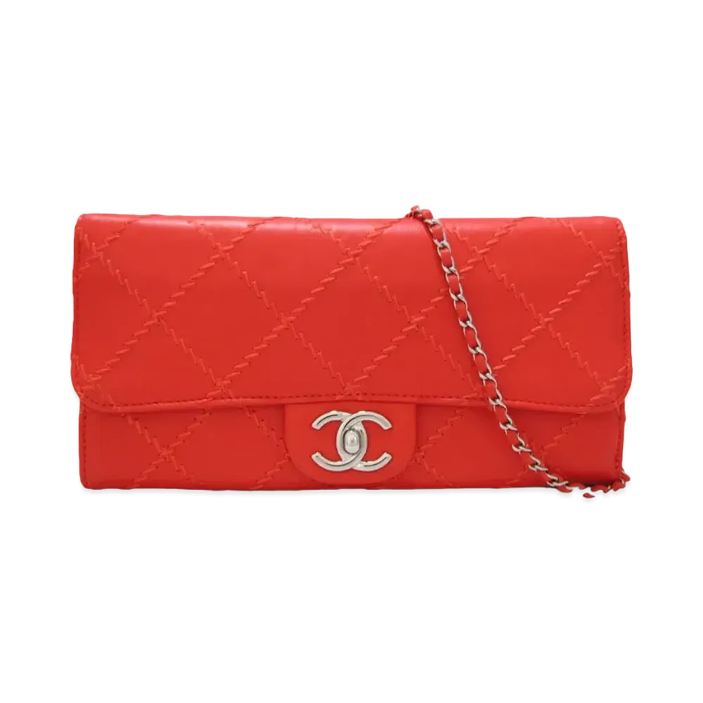 CHANEL Wild Stitch Chain Wallet "Red"