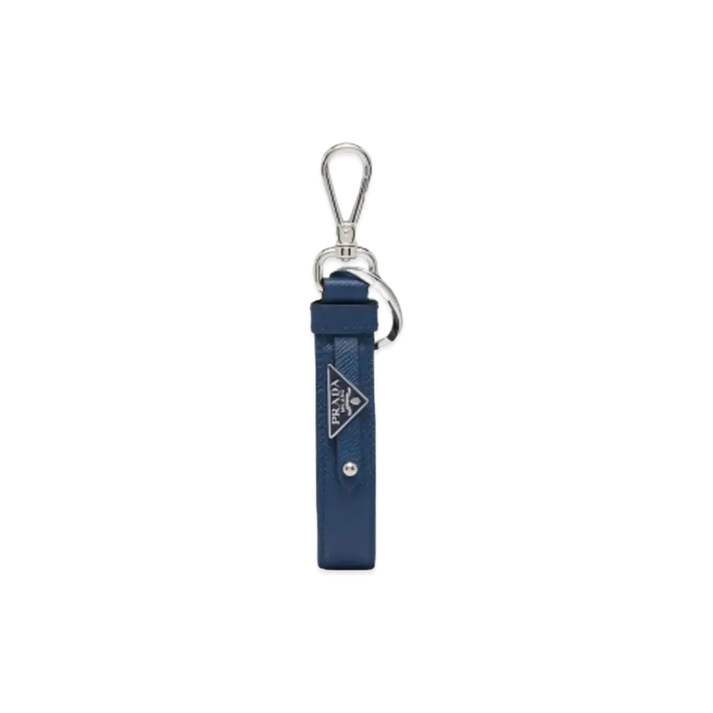 PRADA Saffiano Leather Keychain "Bluette"