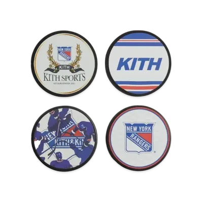 Kith x The New York Rangers x Inglasco 4-Pack Puck Coasters PH "Multi"