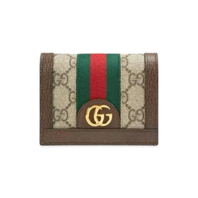 GUCCI GG Supreme Ophidia GG Card Case Wallet "Beige/Ebony"