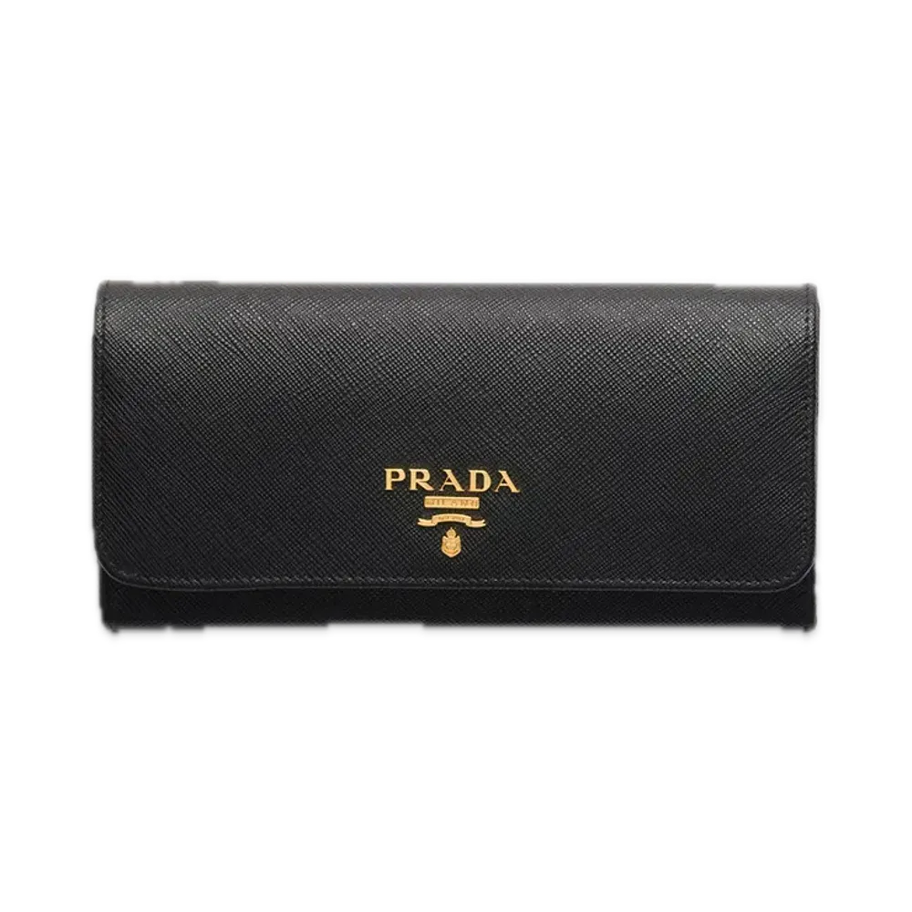 PRADA Saffiano Multicolor Long Wallet "Black/Pink"
