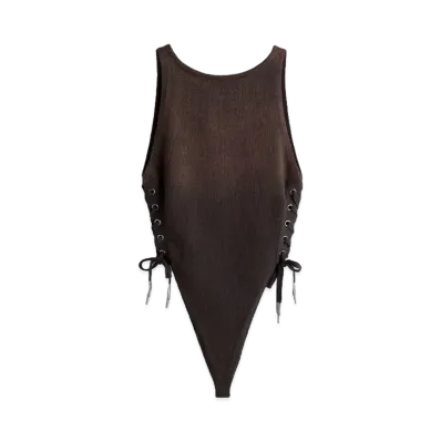 HERONPRESTON x H&M H2 Lace-Up Detail Knit Bodysuit "Dark Brown"