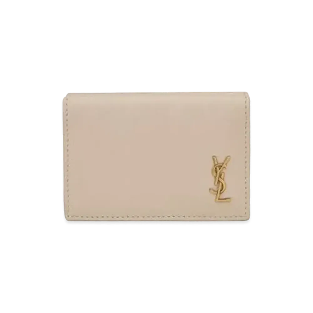 SAINT LAURENT Tiny Monogram Origami Tiny Wallet Grain Leather "Cream"