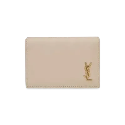 SAINT LAURENT Tiny Monogram Origami Tiny Wallet Grain Leather "Cream"