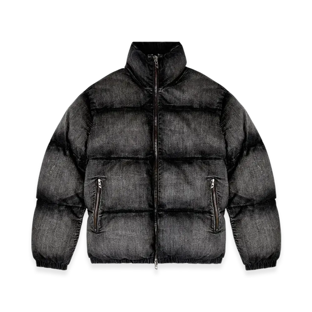 Diesel W-Mons-A Faded Denim Puffer Jacket "Black"