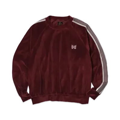 KEBOZ x NEEDLES Velour Track Crew Neck Shir "Burgundy"