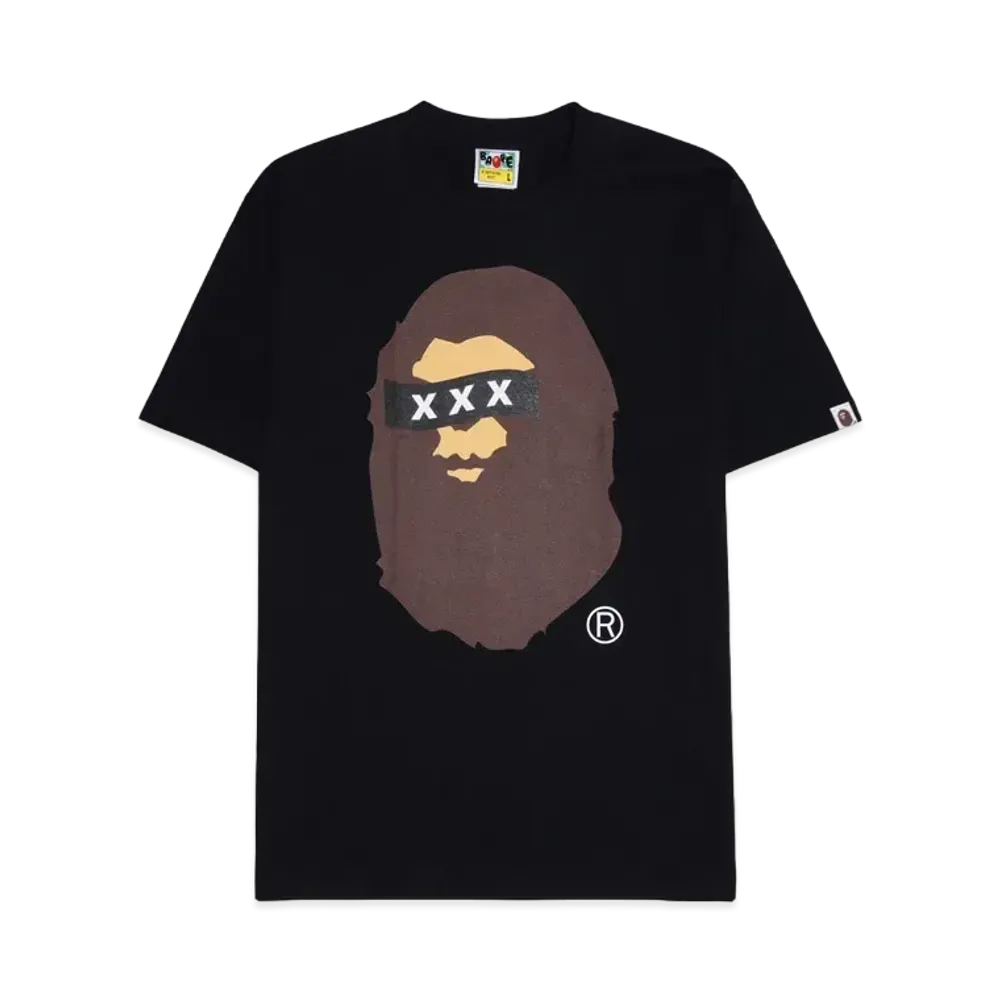 A BATHING APE x GOD SELECTION XXX Ape Head Tee "Black"