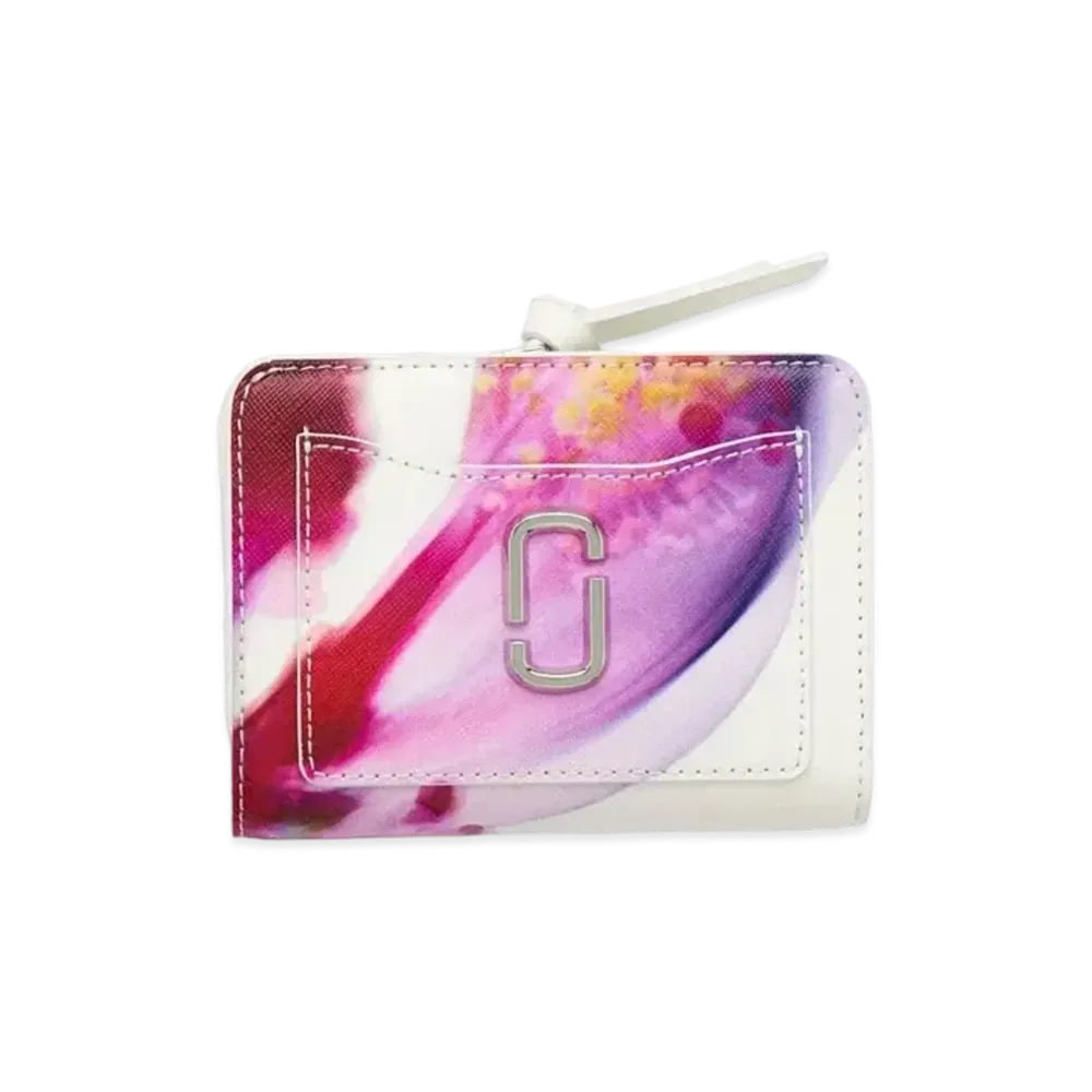 Marc Jacobs The Future Floral Leather Utility Mini Compact Wallet "White Multi"