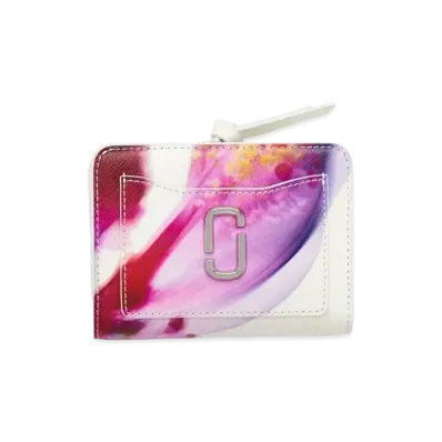 Marc Jacobs The Future Floral Leather Utility Mini Compact Wallet "White Multi"