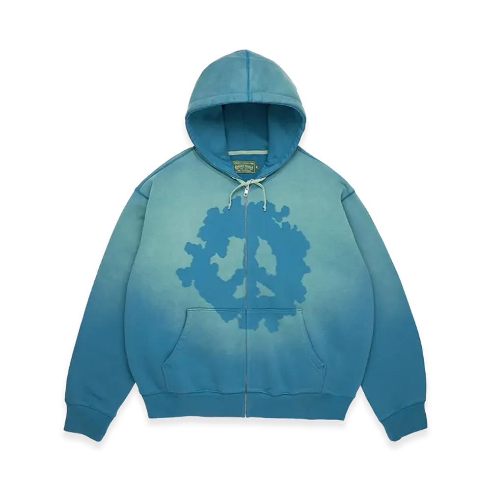 DENIM TEARS Peace Wreath Knockout Zip Hoodie "Blue"