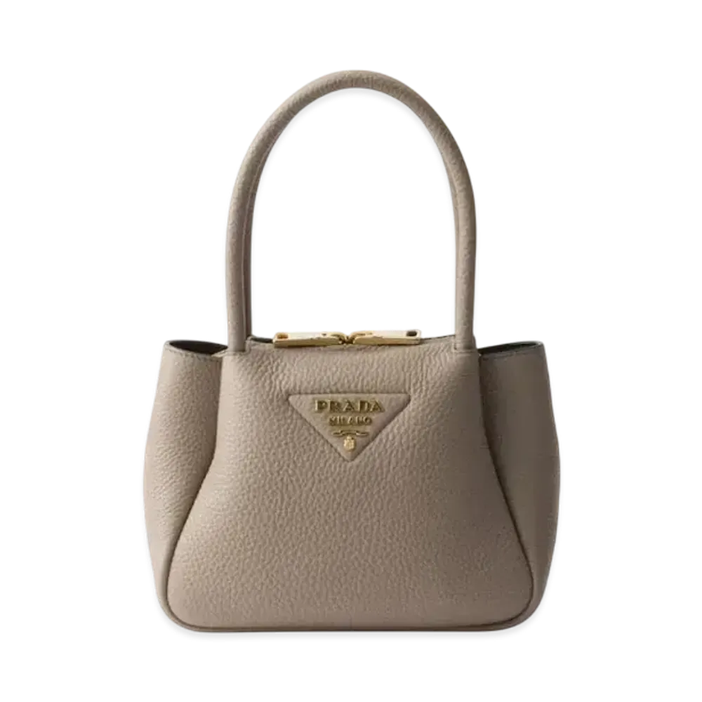 PRADA Flou Leather Mini Handbag "Light Gray"