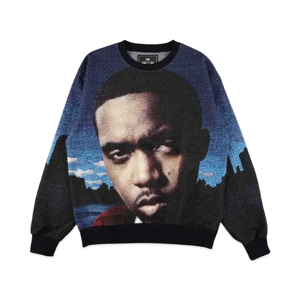 WIND AND SEA Nas Graphic Crew Neck Sweat "Blue"